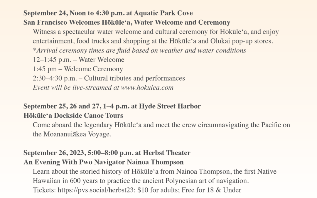 Hōkūleʻa San Francisco Public Events